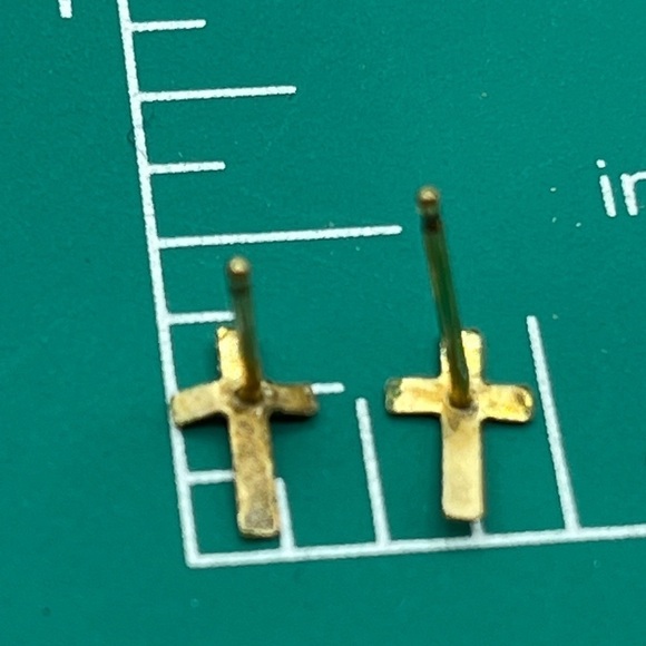 Cross Earrings | Dainty 14K Gold Filled | Post Back | Tiny | Lightweight Pierced - Picture 12 of 12